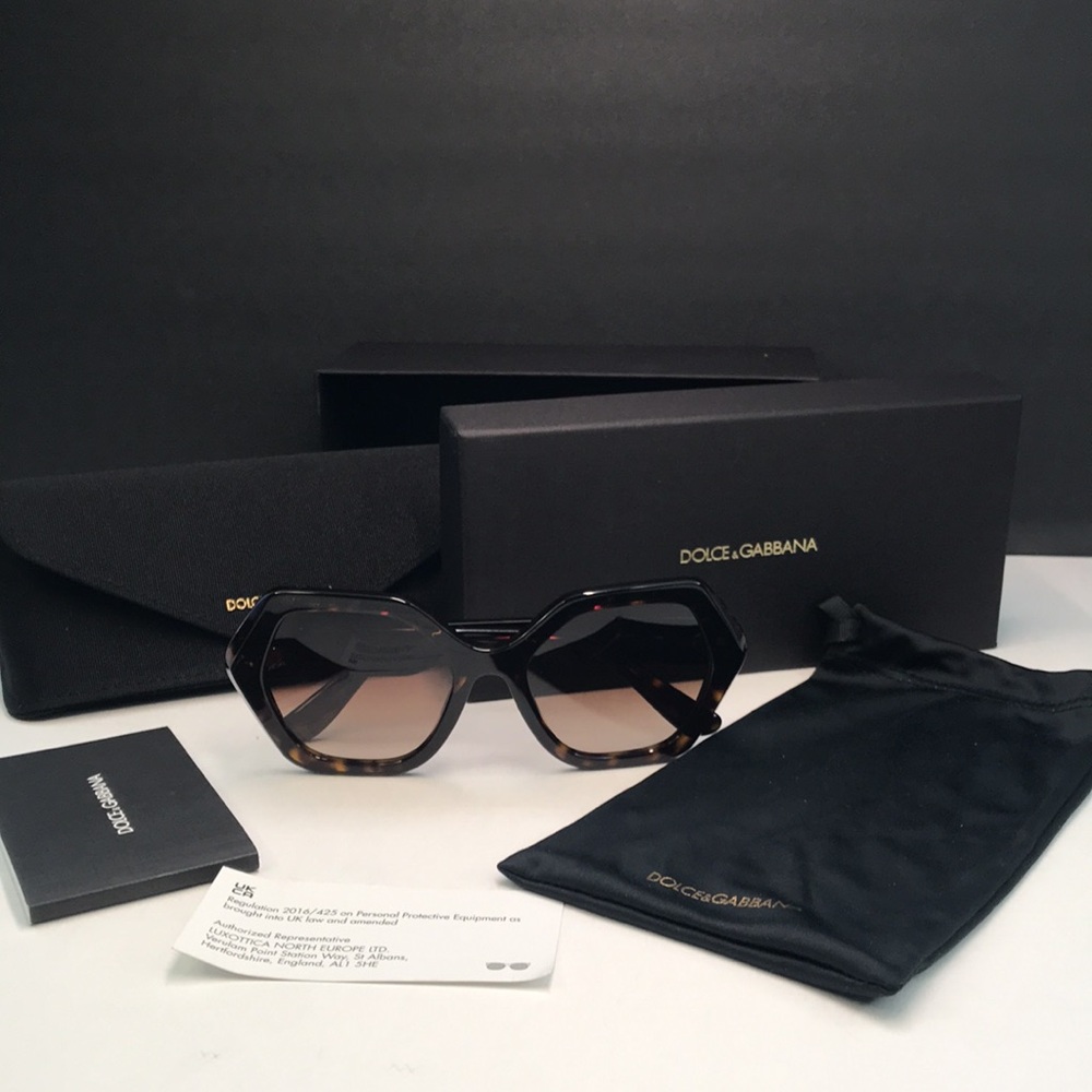 New Auth Dolce & Gabbana DG 4406 Havana Geometric Sunglasses - Picture 12 of 13